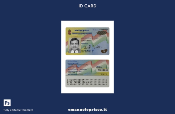 modello di carta d'identità ungherese in stile verificato